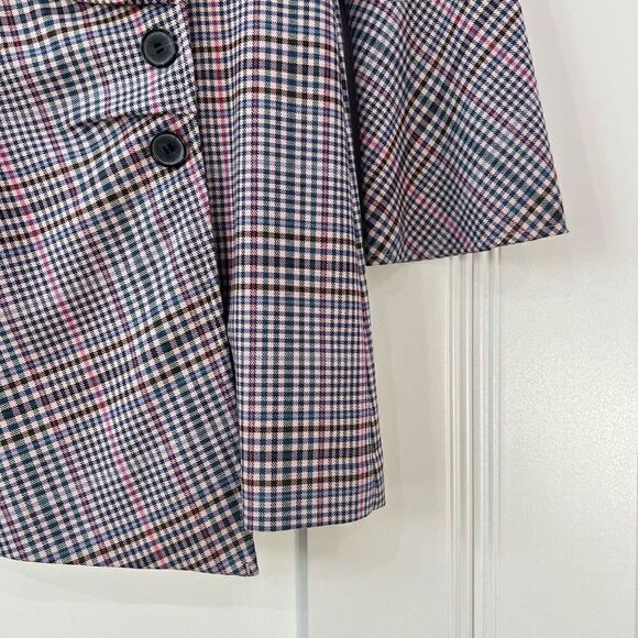 Parker Derby Blazer Mini Dress Women’s 4 Plaid Pink 4 Button Closure Workwear - Picture 5 of 15